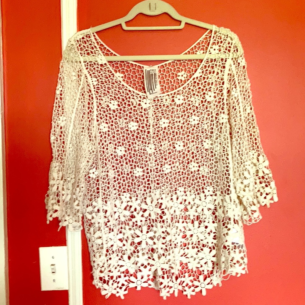 Free People crochet boho sweater Size Small